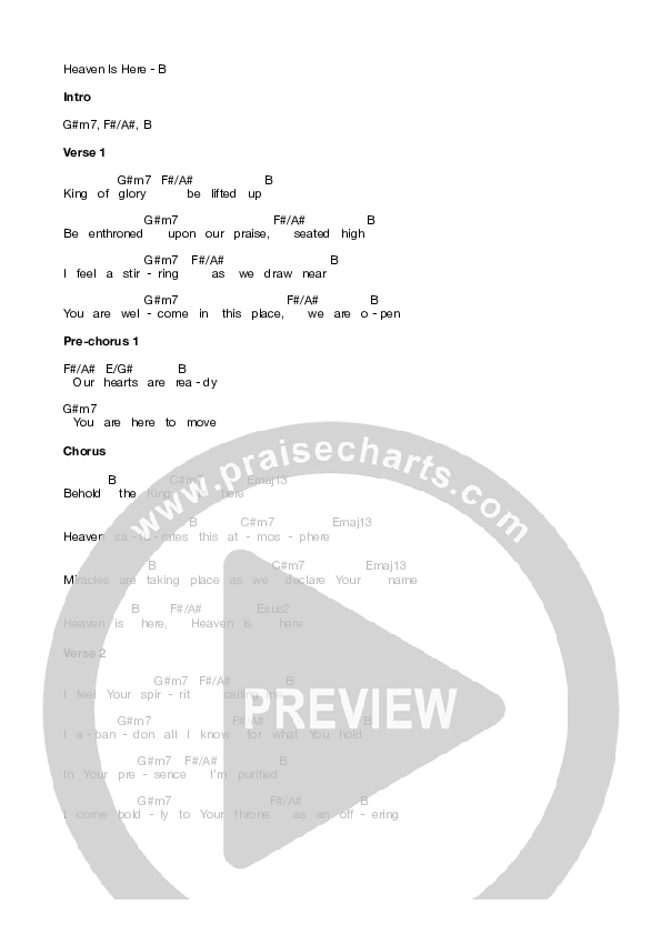 Heaven Is Here (Live) Chords & Lyrics (Equippers Worship)