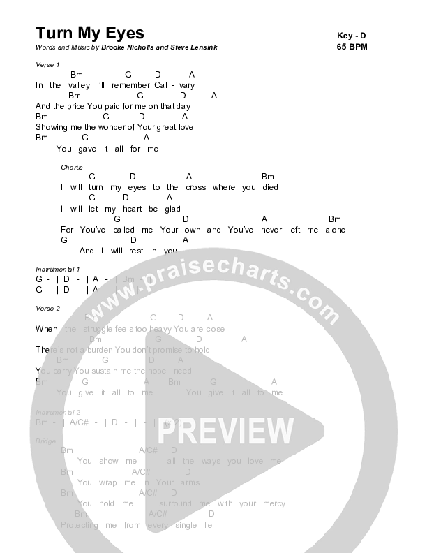 Turn My Eyes Chords & Lyrics (Brooke Nicholls)