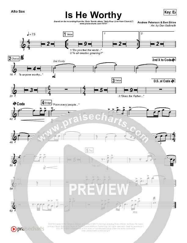 Is He Worthy (Live) Alto Sax (Chris Tomlin)