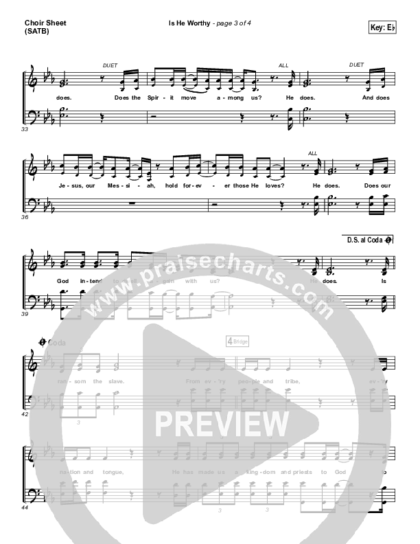 Is He Worthy (Live) Choir Sheet (SATB) (Chris Tomlin)