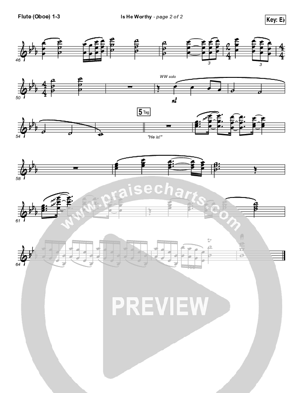 Is He Worthy (Live) Flute/Oboe 1/2/3 (Chris Tomlin)