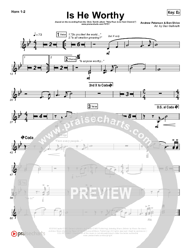 Is He Worthy (Live) French Horn 1/2 (Chris Tomlin)