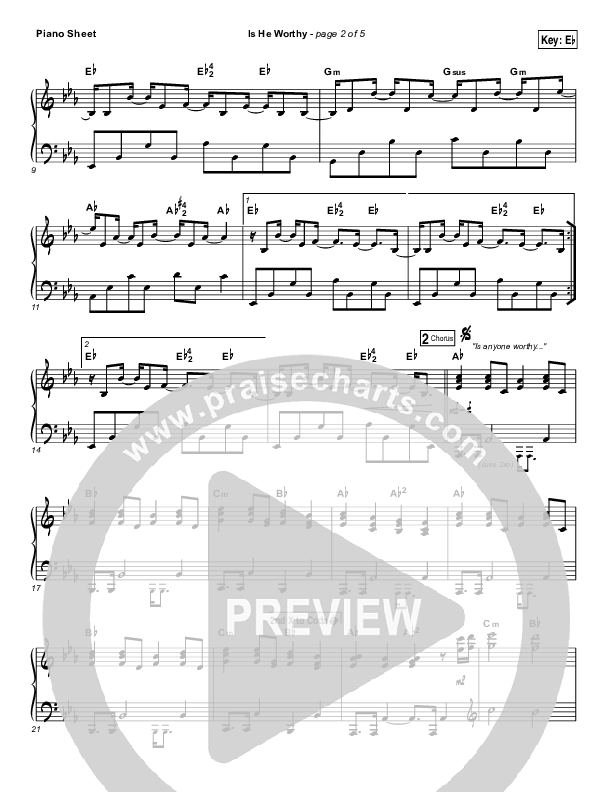 Is He Worthy (Live) Piano Sheet (Chris Tomlin)