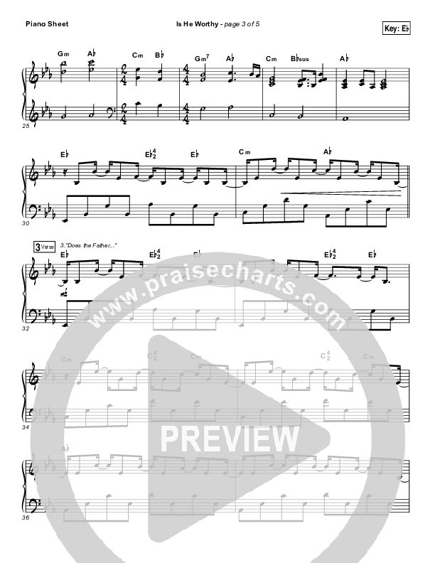 Is He Worthy (Live) Piano Sheet (Chris Tomlin)