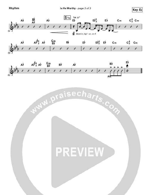 Is He Worthy (Live) Rhythm Chart (Chris Tomlin)