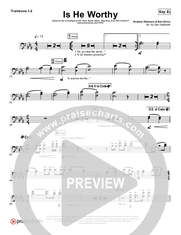 Is He Worthy (Live) Trombone 1/2 (Chris Tomlin)