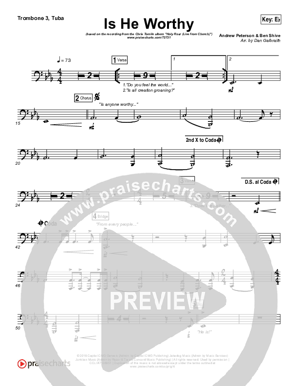 Is He Worthy (Live) Trombone 3/Tuba (Chris Tomlin)