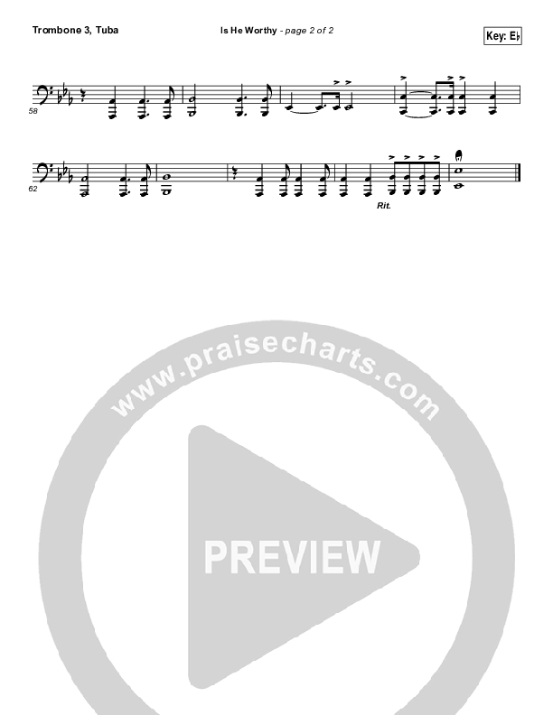 Is He Worthy (Live) Trombone 3/Tuba (Chris Tomlin)