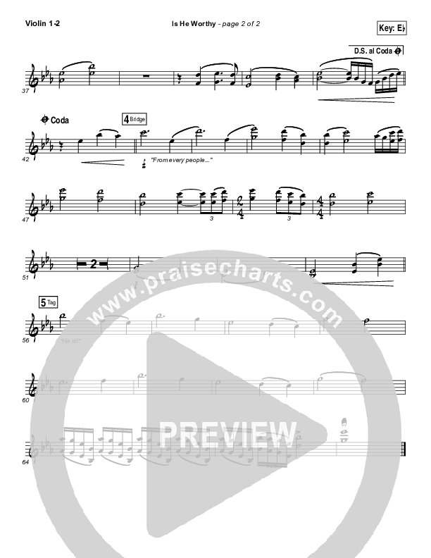 Is He Worthy (Live) Violin 1/2 (Chris Tomlin)