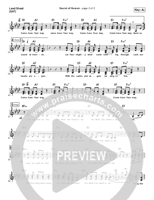 Sound Of Heaven Lead Sheet (SAT) (Tasha Layton / Chris McClarney)
