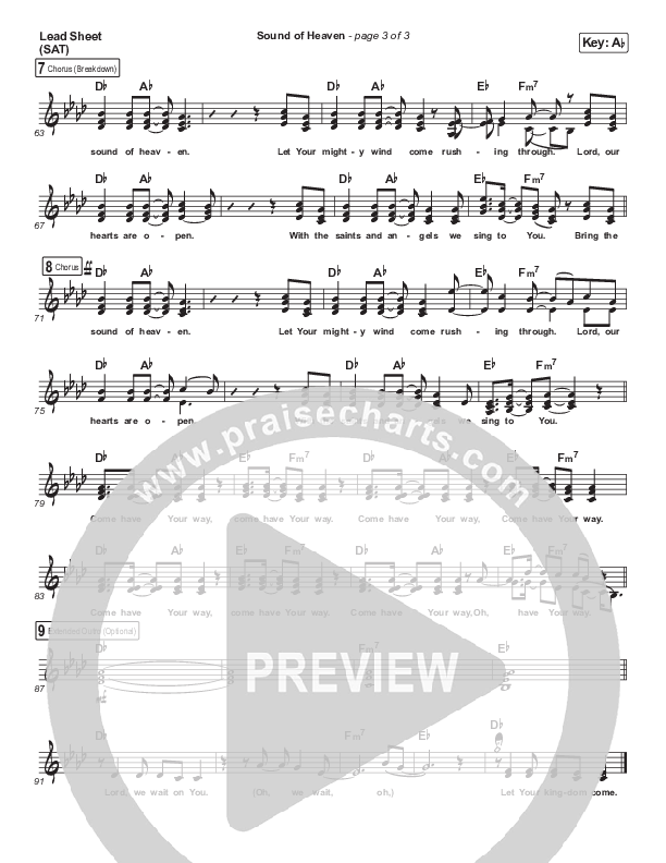 Sound Of Heaven Lead Sheet (SAT) (Tasha Layton / Chris McClarney)