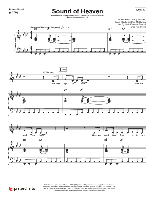Sound Of Heaven Piano/Vocal (SATB) (Tasha Layton / Chris McClarney)