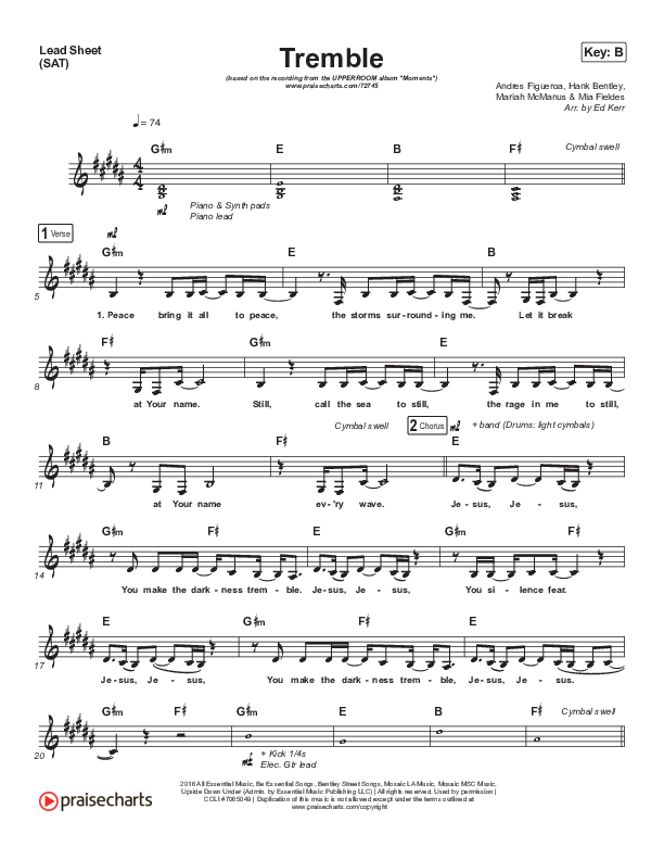 Tremble Lead Sheet (SAT) (Abbie Simmons / UPPERROOM)