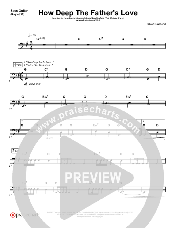 How Deep The Father's Love For Us Bass Guitar (Austin Stone Worship)