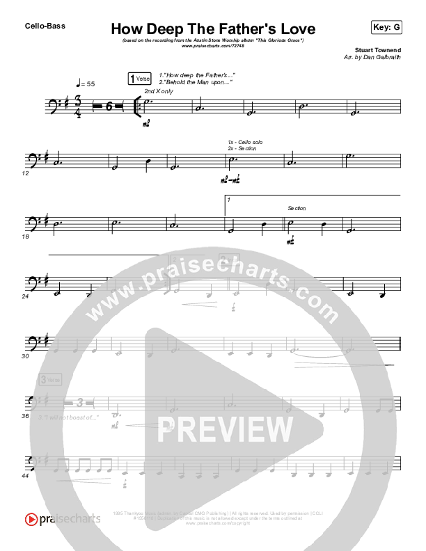 How Deep The Father's Love For Us Cello/Bass (Austin Stone Worship)