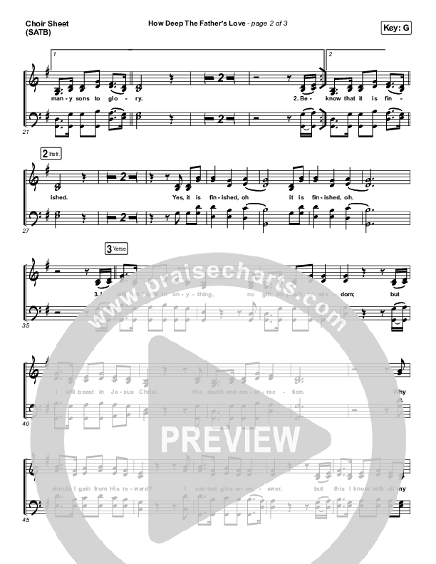 How Deep The Father's Love For Us Choir Sheet (SATB) (Austin Stone Worship)