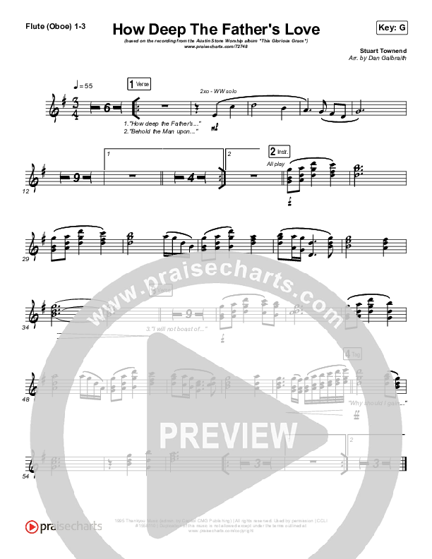 How Deep The Father's Love For Us Flute/Oboe 1/2/3 (Austin Stone Worship)