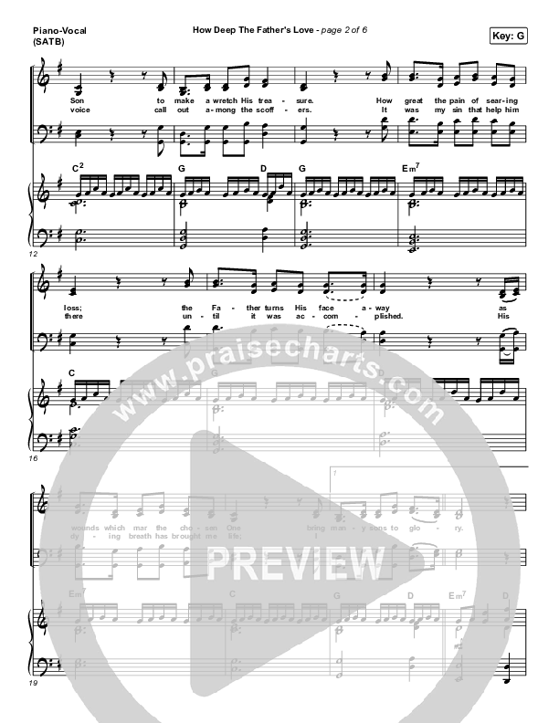 How Deep The Father's Love For Us Piano/Vocal (SATB) (Austin Stone Worship)