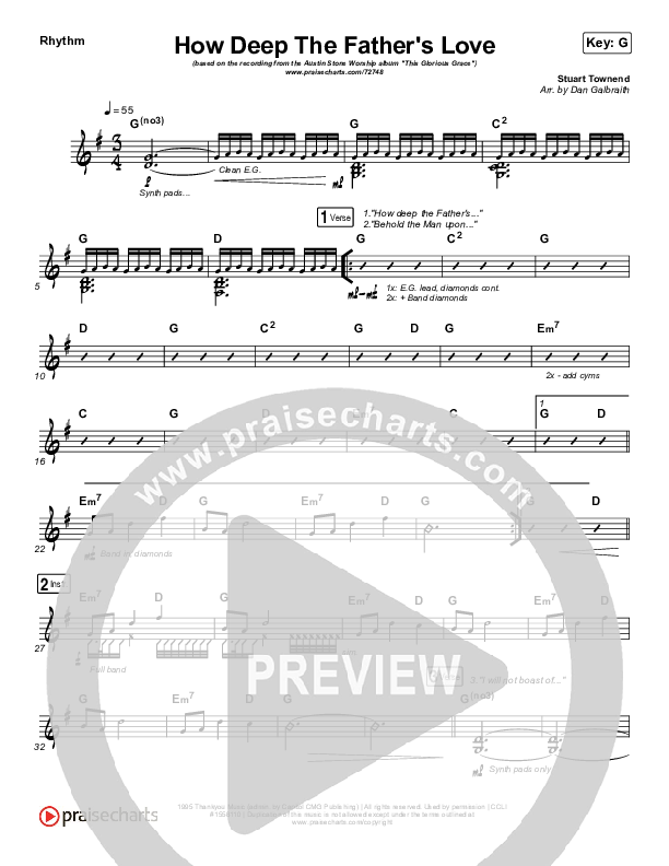 How Deep The Father's Love For Us Rhythm Chart (Austin Stone Worship)