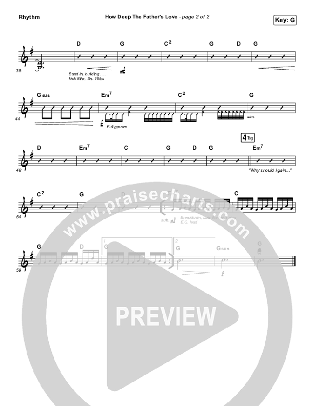 How Deep The Father's Love For Us Rhythm Chart (Austin Stone Worship)
