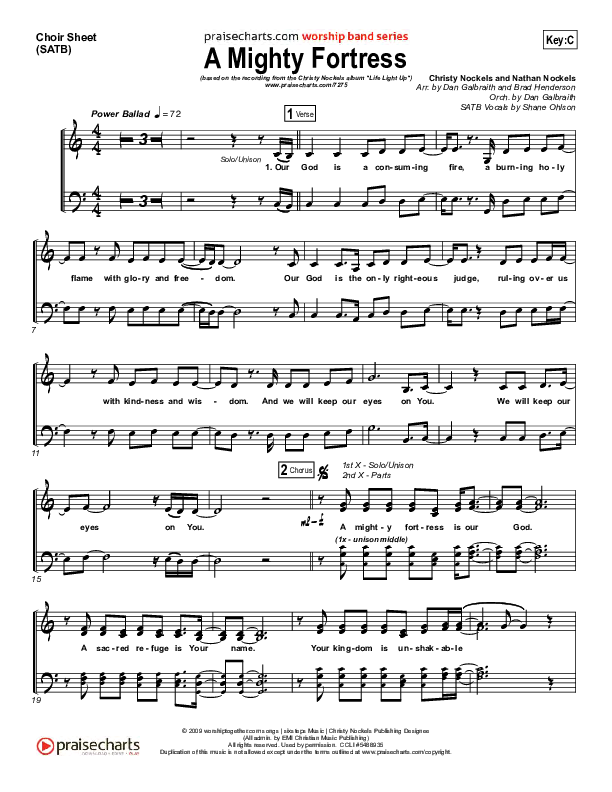 A Mighty Fortress Choir Sheet (SATB) (Christy Nockels)
