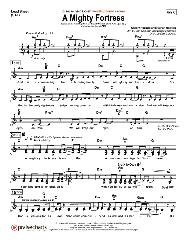 A Mighty Fortress Lead Sheet (SAT) (Christy Nockels)
