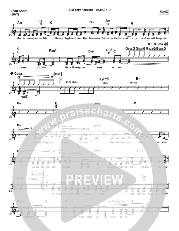 A Mighty Fortress Lead Sheet (SAT) (Christy Nockels)