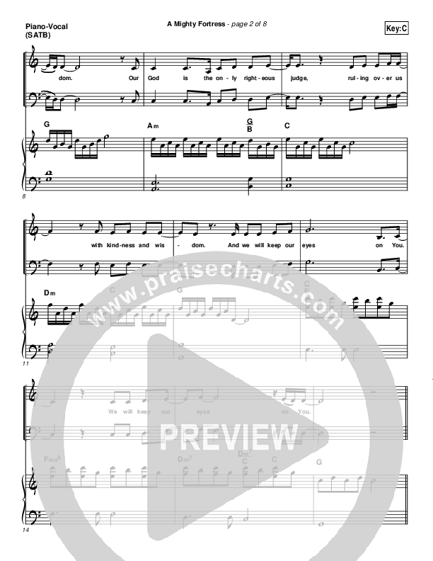 A Mighty Fortress Piano/Vocal (SATB) (Christy Nockels)