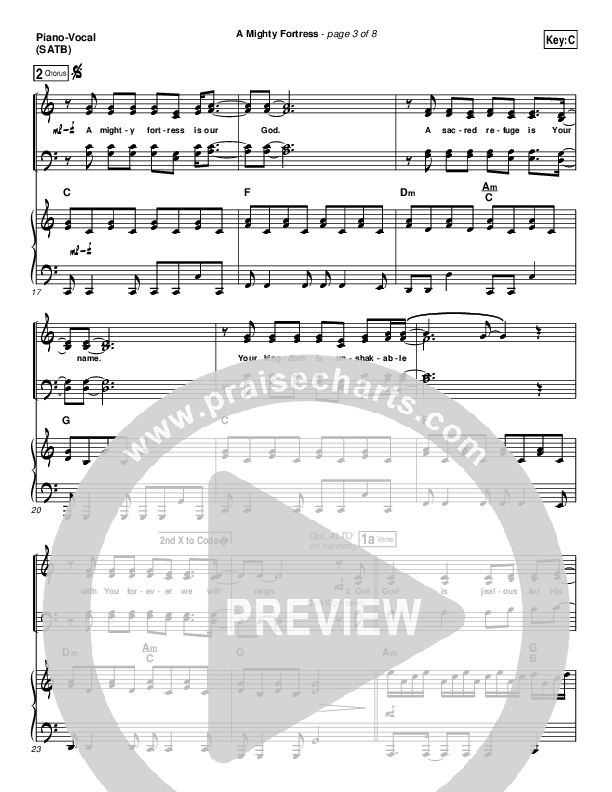 A Mighty Fortress Piano/Vocal (SATB) (Christy Nockels)