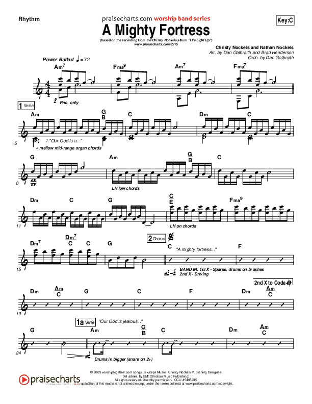 A Mighty Fortress Rhythm Chart (Christy Nockels)