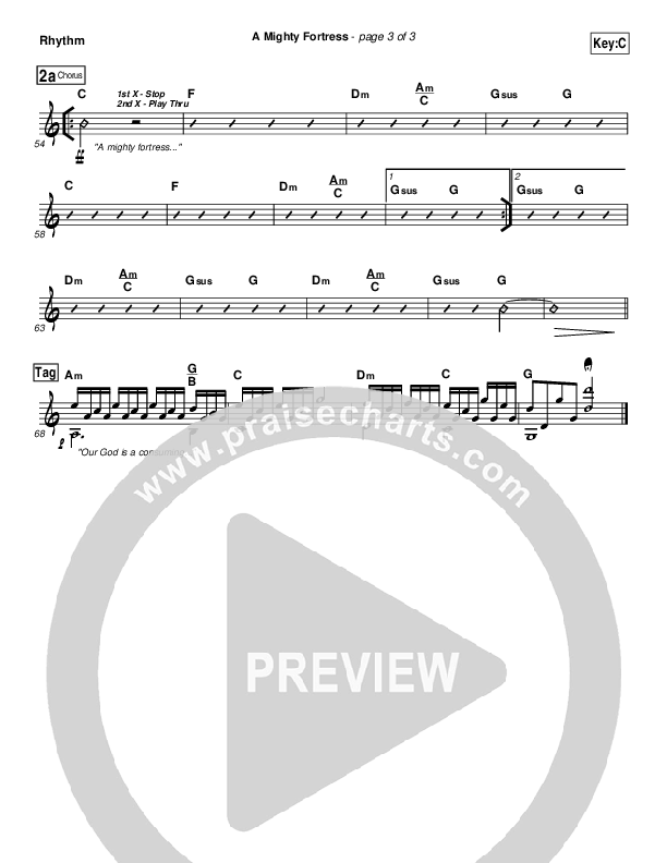 A Mighty Fortress Rhythm Chart (Christy Nockels)
