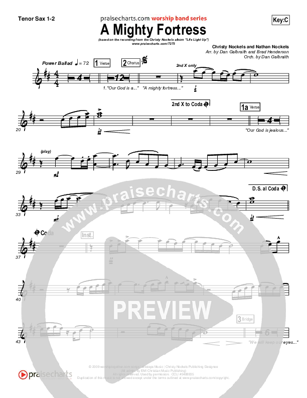 A Mighty Fortress Tenor Sax 1/2 (Christy Nockels)