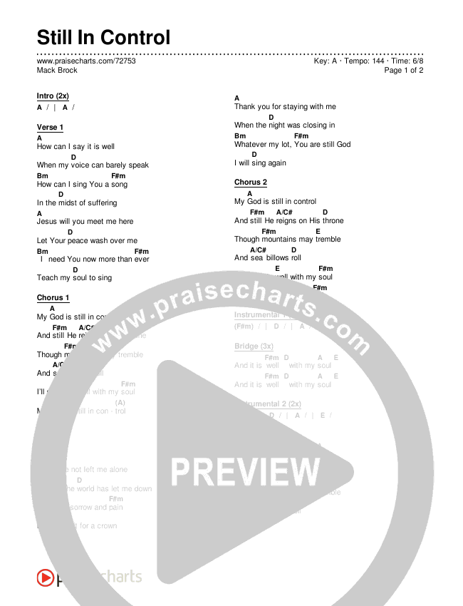 Still In Control Chords & Lyrics (Mack Brock)