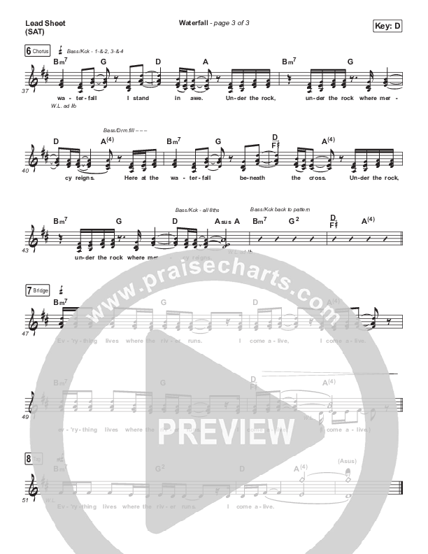 Waterfall Lead Sheet (SAT) (Charity Gayle)