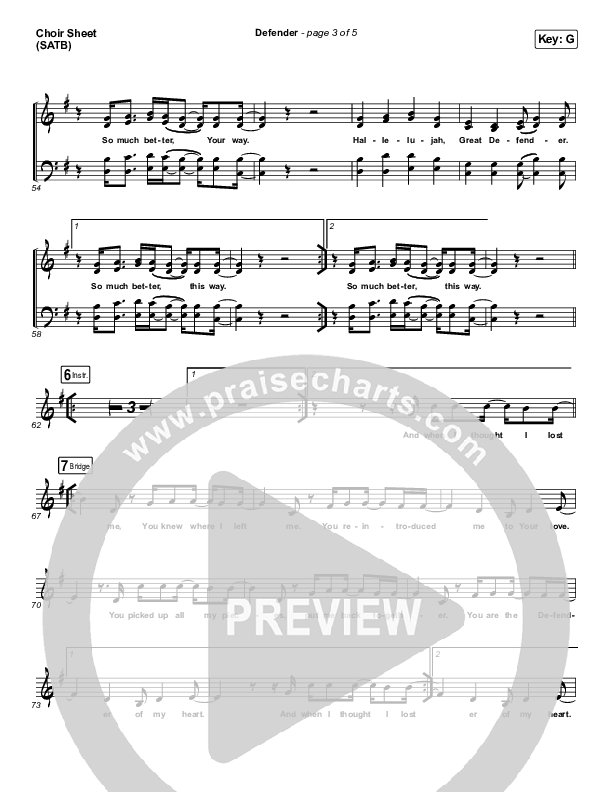 Defender (Live) Choir Sheet (SATB) (UPPERROOM / Abbie Simmons)