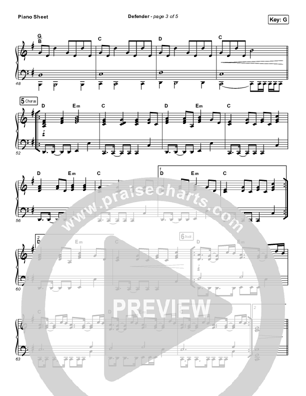 Defender (Live) Piano Sheet (UPPERROOM / Abbie Simmons)