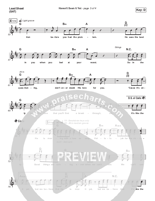 Haven't Seen It Yet Lead Sheet (SAT) (Danny Gokey)