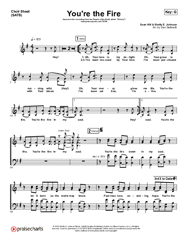 You're The Fire Choir Sheet (SATB) (People of the Earth)