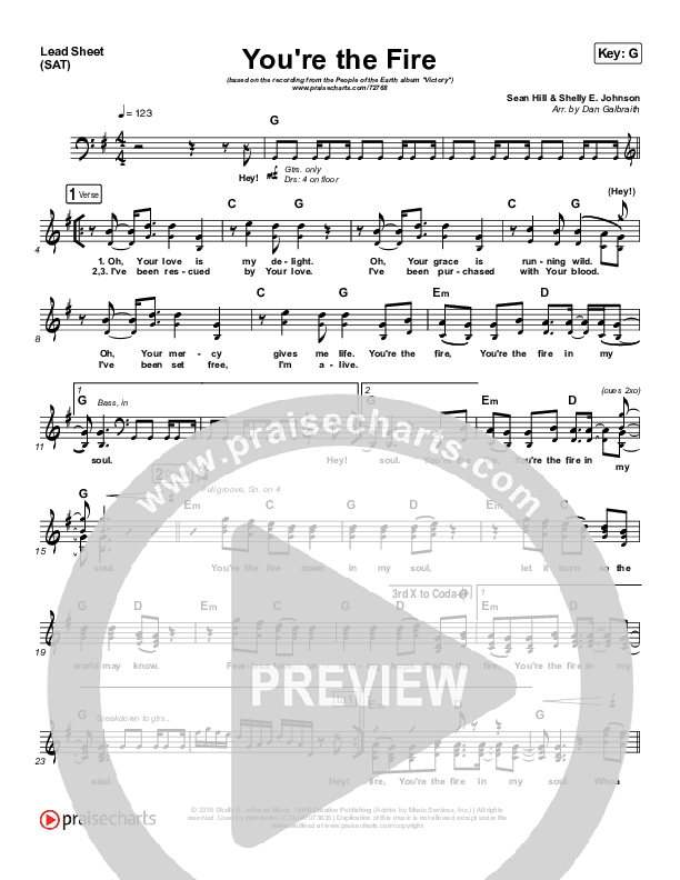 You're The Fire Lead Sheet (SAT) (People of the Earth)