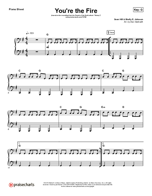 You're The Fire Piano Sheet (People of the Earth)