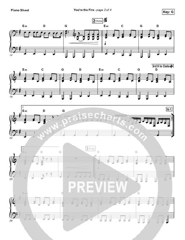 You're The Fire Piano Sheet (People of the Earth)