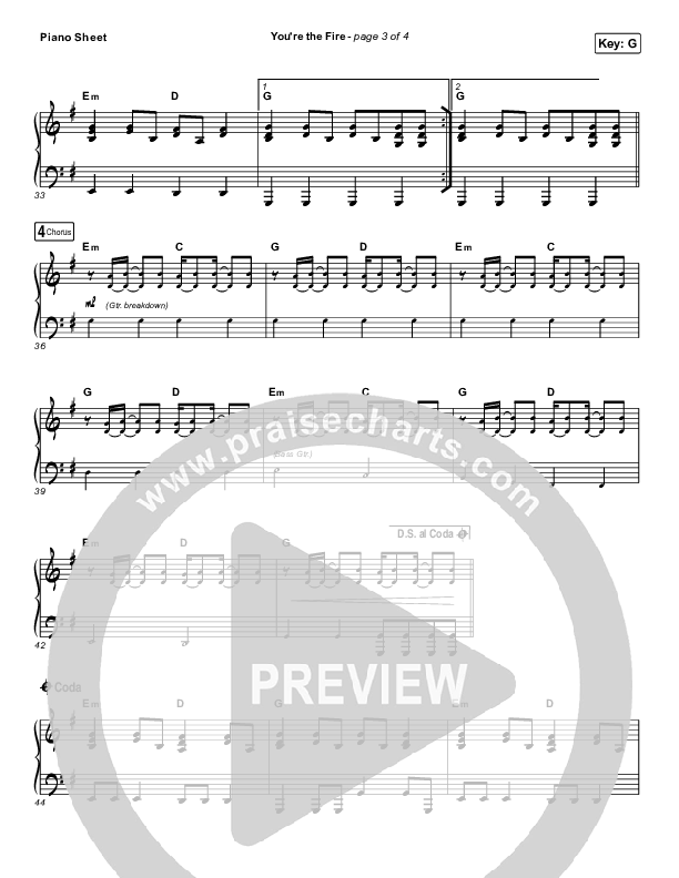 You're The Fire Piano Sheet (People of the Earth)