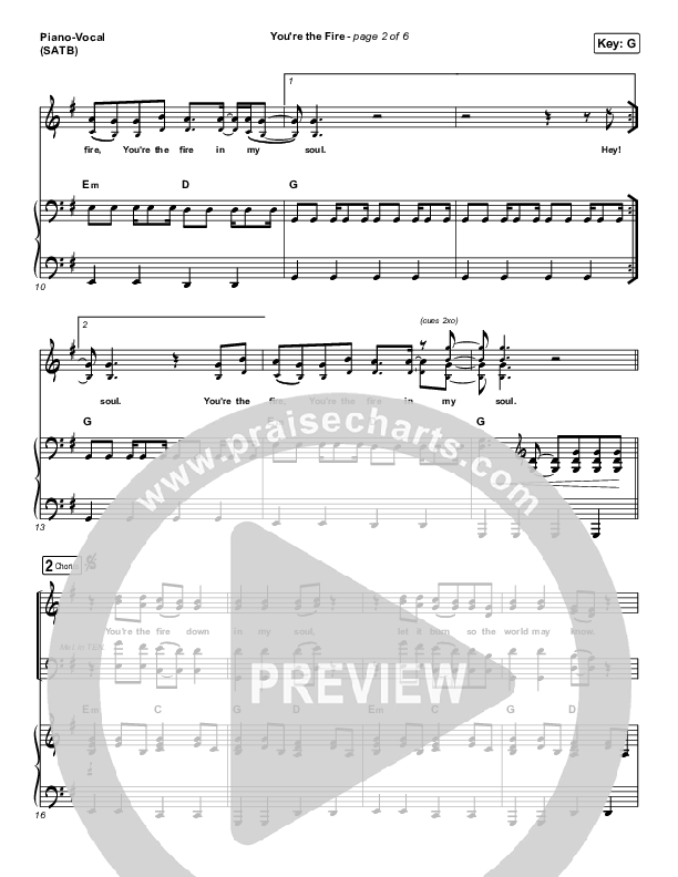 You're The Fire Piano/Vocal (SATB) (People of the Earth)