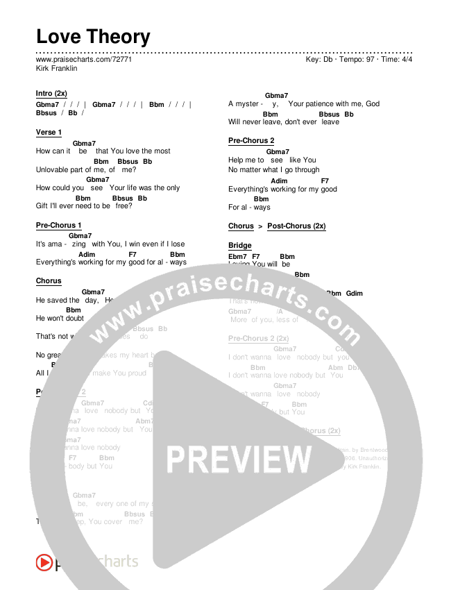 Love Theory Chords & Lyrics (Kirk Franklin)