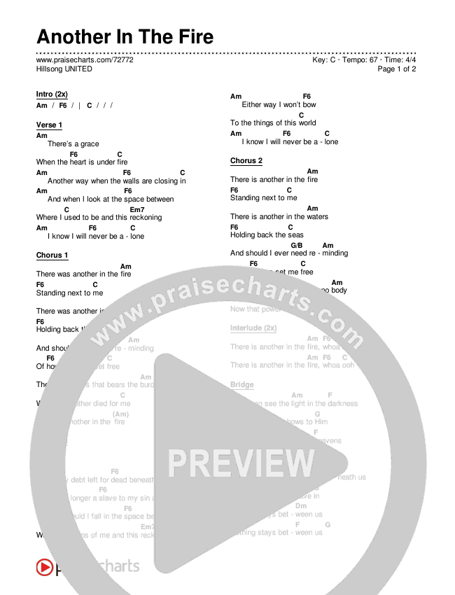 Another In The Fire Chords & Lyrics (Hillsong UNITED)