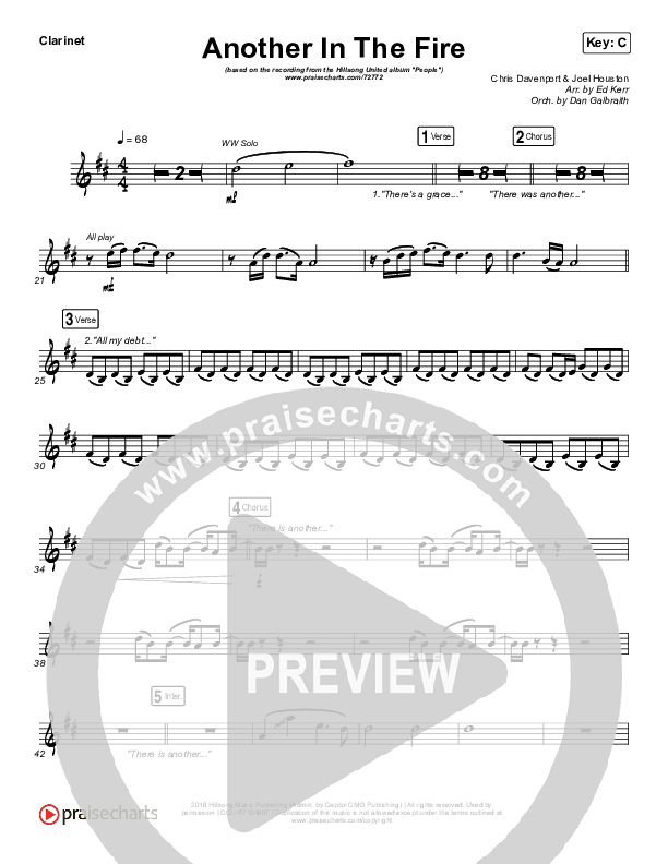 Another In The Fire Clarinet (Hillsong UNITED)