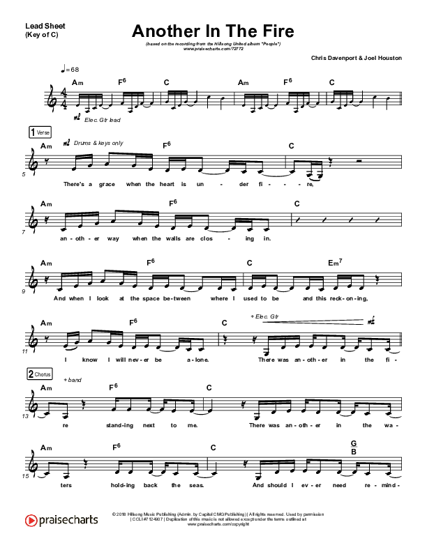 Another In The Fire Lead Sheet (Melody) (Hillsong UNITED)