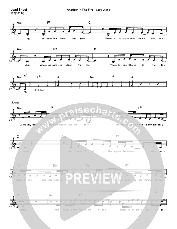 Another In The Fire Lead Sheet (Melody) (Hillsong UNITED)
