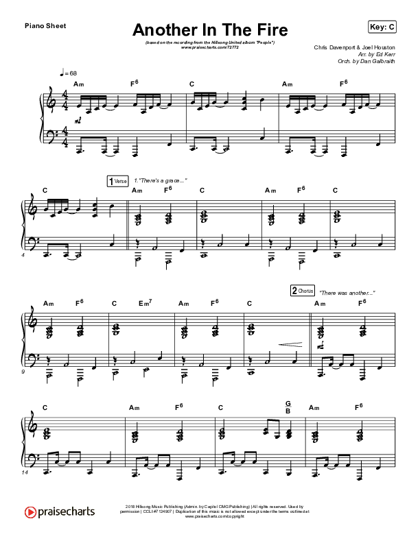 Another In The Fire Piano Sheet (Hillsong UNITED)