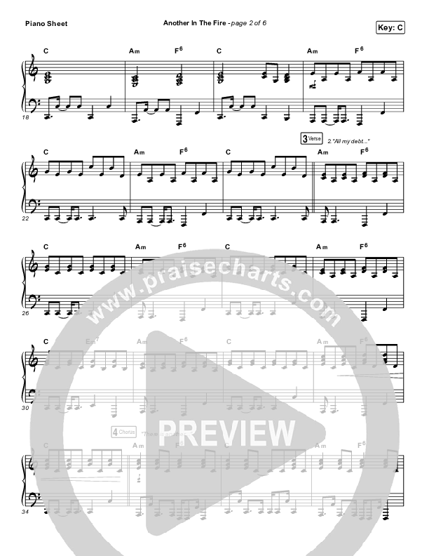 Another In The Fire Piano Sheet (Hillsong UNITED)